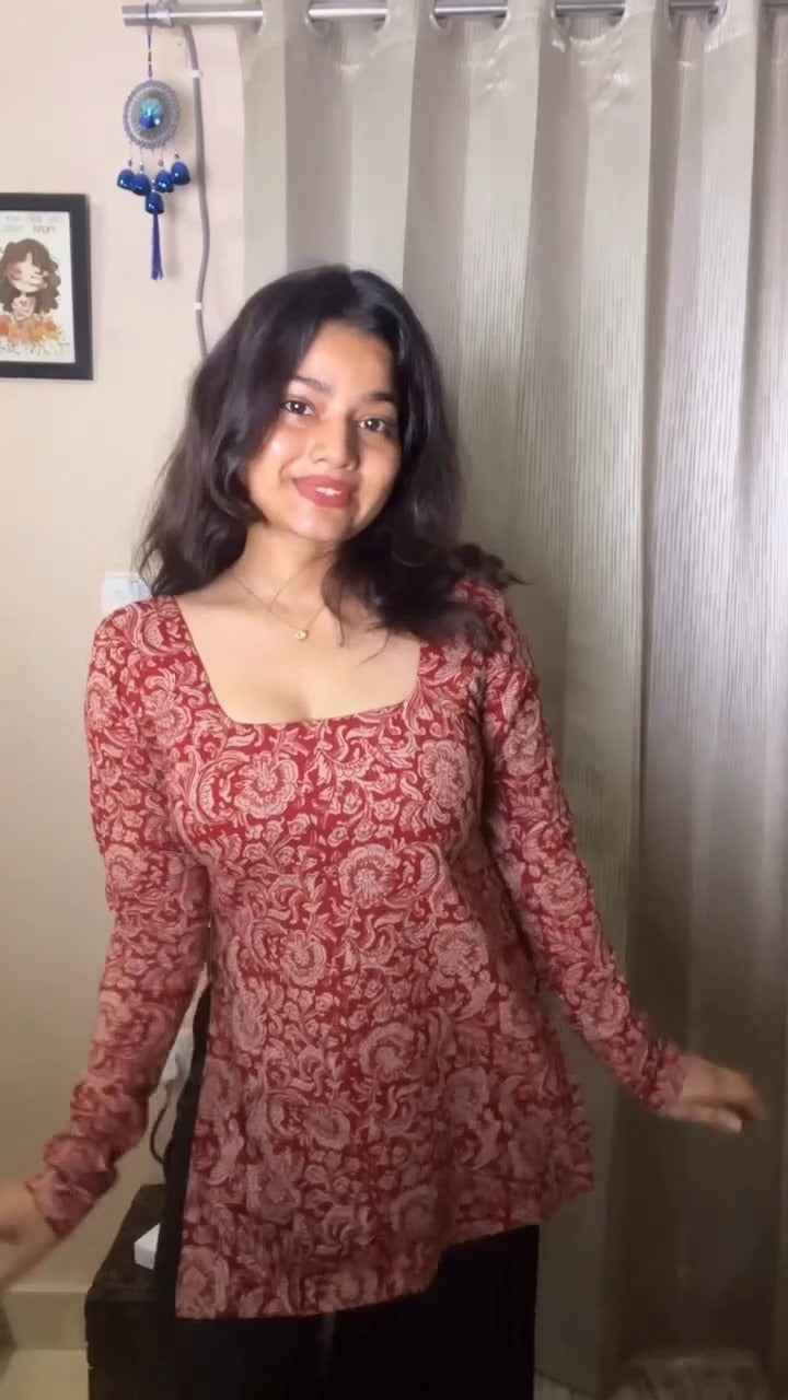 Elegant Ethnic Vibes ✨ | Red Printed Kurti Look( fabric is likely breathable, Poly rayon)