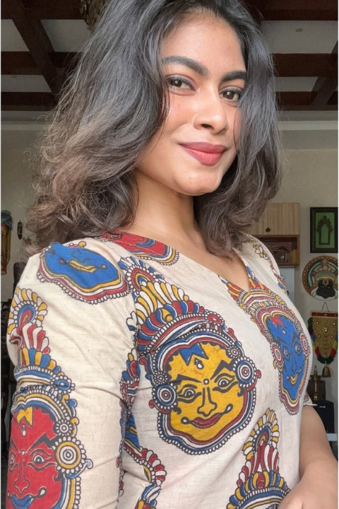 Traditional Indian Ethnic Wear Kathakali Print Kurtis( fabric is likely breathable, Poly rayon)